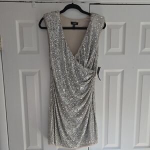 Aidan Mattox Champagne Sequin Mini Dress